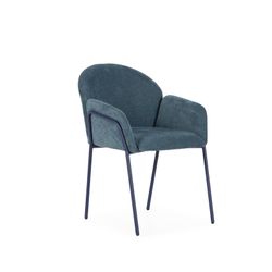 Fabric and metal chair in blue, 65 x 61 x 84 cm | Aslin