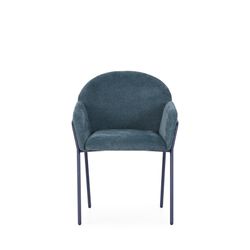 Fabric and metal chair in blue, 65 x 61 x 84 cm | Aslin
