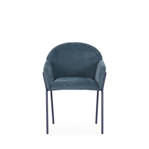 Fabric and metal chair in blue, 65 x 61 x 84 cm | Aslin