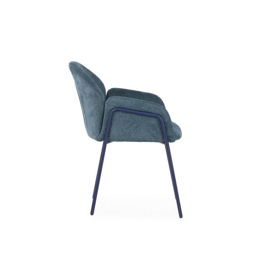Fabric and metal chair in blue, 65 x 61 x 84 cm | Aslin