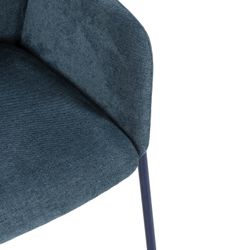 Fabric and metal chair in blue, 65 x 61 x 84 cm | Aslin