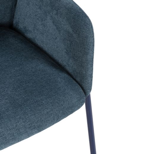 Fabric and metal chair in blue, 65 x 61 x 84 cm | Aslin