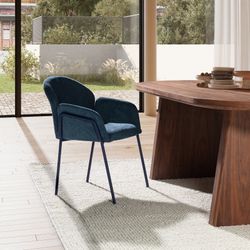 Fabric and metal chair in blue, 65 x 61 x 84 cm | Aslin