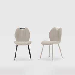 Beige fabric and metal chair, 48 x 58 x 86 cm | Muli