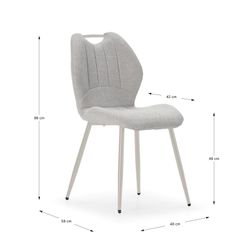 Beige fabric and metal chair, 48 x 58 x 86 cm | Muli