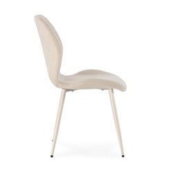Beige fabric and metal chair, 49 x 58 x 86 cm | Ansu