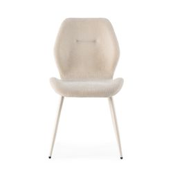 Beige fabric and metal chair, 49 x 58 x 86 cm | Ansu