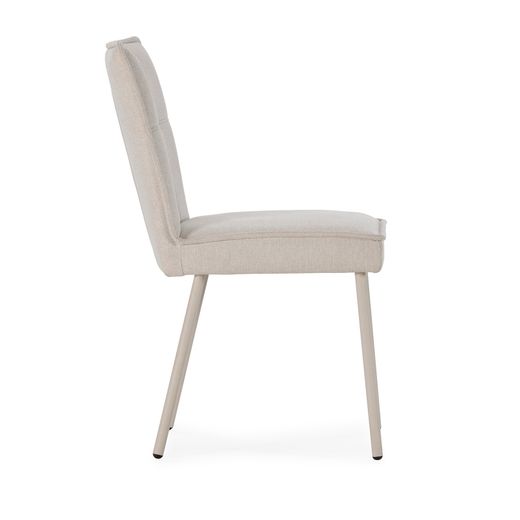 Beige fabric and metal chair, 49.5 x 60 x 85 cm | Vesta