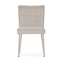 Beige fabric and metal chair, 49.5 x 60 x 85 cm | Vesta