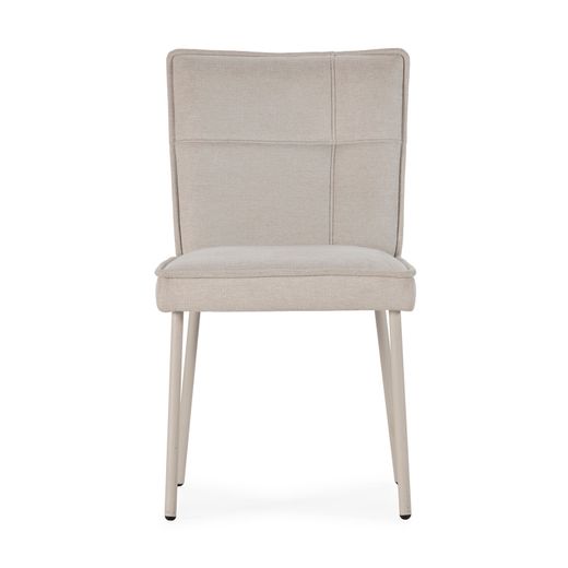 Beige fabric and metal chair, 49.5 x 60 x 85 cm | Vesta