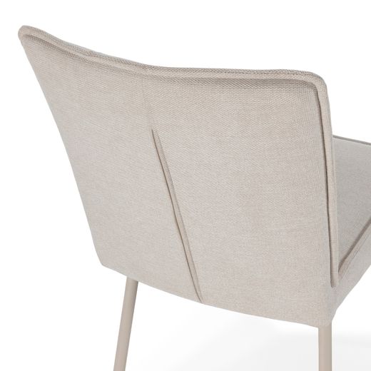 Beige fabric and metal chair, 49.5 x 60 x 85 cm | Vesta