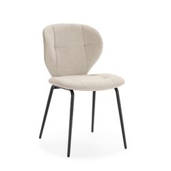 Beige fabric and metal chair, 50 x 58 x 83 cm | Maori