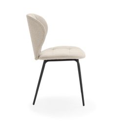 Beige fabric and metal chair, 50 x 58 x 83 cm | Maori