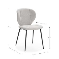Beige fabric and metal chair, 50 x 58 x 83 cm | Maori