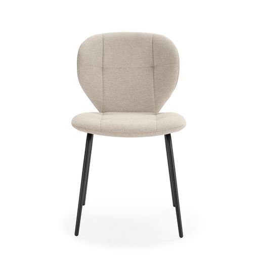 Beige fabric and metal chair, 50 x 58 x 83 cm | Maori