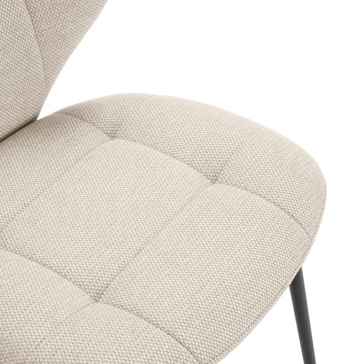 Beige fabric and metal chair, 50 x 58 x 83 cm | Maori
