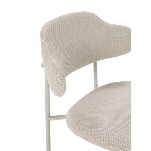 Beige fabric and metal chair, 51 x 53 x 78 cm | Adriel