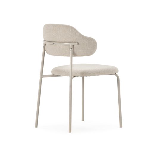 Beige fabric and metal chair, 51 x 53 x 78 cm | Adriel