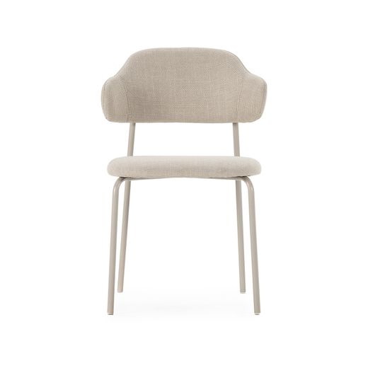 Beige fabric and metal chair, 51 x 53 x 78 cm | Adriel