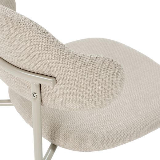 Beige fabric and metal chair, 51 x 53 x 78 cm | Adriel