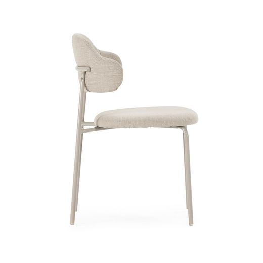 Beige fabric and metal chair, 51 x 53 x 78 cm | Adriel