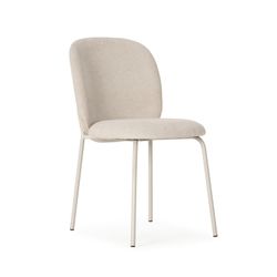 Beige fabric and metal chair, 51 x 60 x 85 cm | Daia