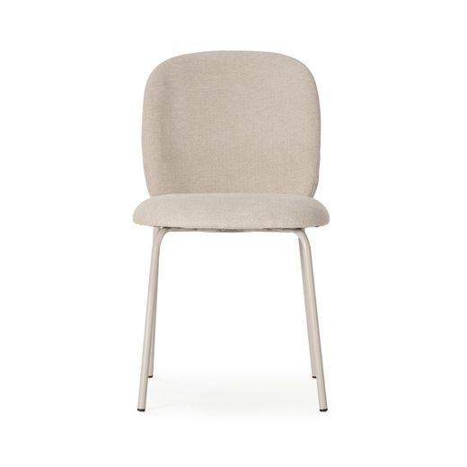 Beige fabric and metal chair, 51 x 60 x 85 cm | Daia