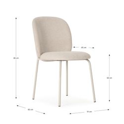Beige fabric and metal chair, 51 x 60 x 85 cm | Daia