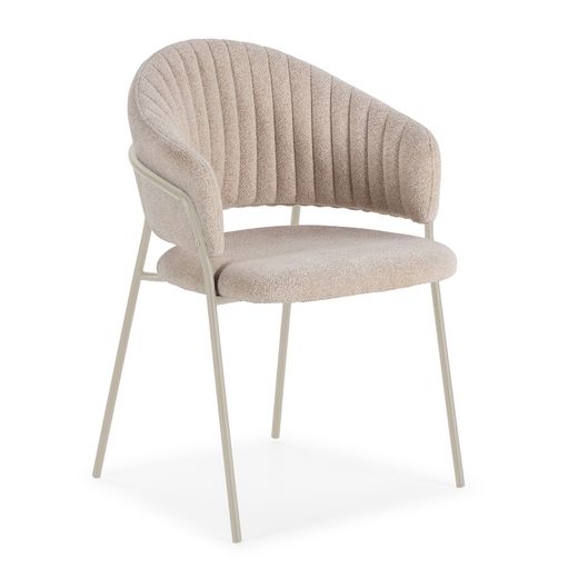 Silla de tejido y metal en beige, 54 x 49 x 81,5 cm | Leticia