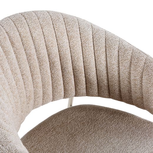 Krzesło z beżowej tkaniny i metalu, 54 x 49 x 81,5 cm | Leticia