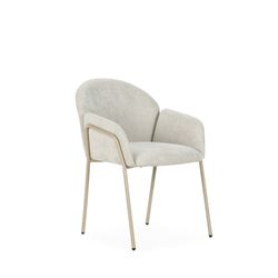 Fabric and metal chair in beige, 65 x 61 x 84 cm | Aslin