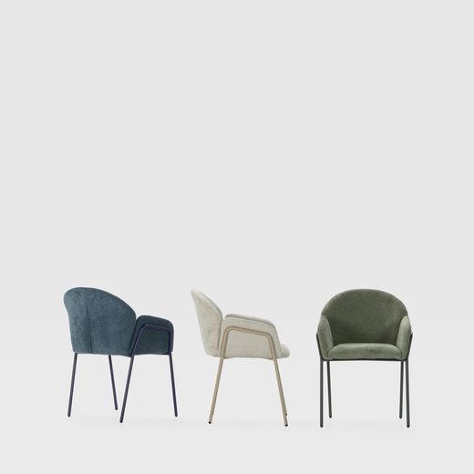 Fabric and metal chair in beige, 65 x 61 x 84 cm | Aslin
