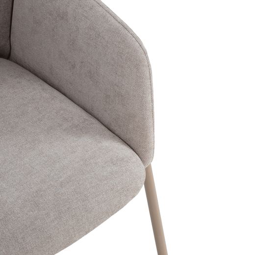 Fabric and metal chair in beige, 65 x 61 x 84 cm | Aslin