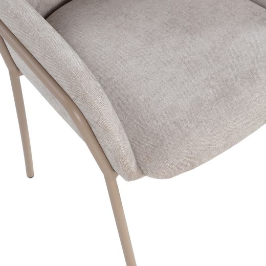 Fabric and metal chair in beige, 65 x 61 x 84 cm | Aslin