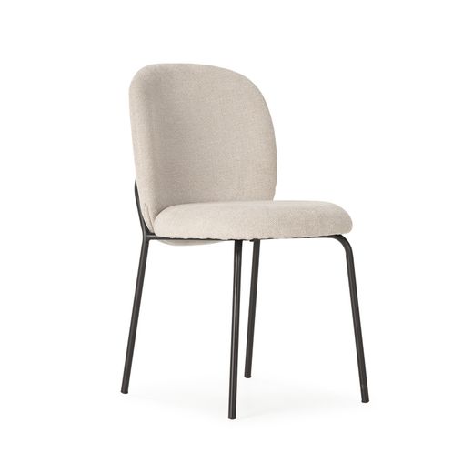 Silla de tejido y metal en beige y negro, 51 x 60 x 85 cm | Daia