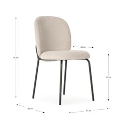 Beige and black fabric and metal chair, 51 x 60 x 85 cm | Daia