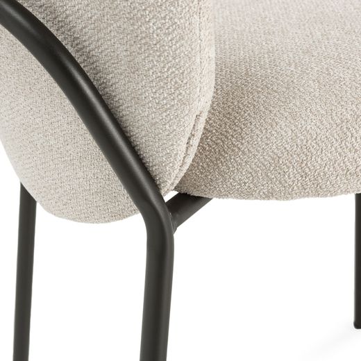 Beige and black fabric and metal chair, 51 x 60 x 85 cm | Daia