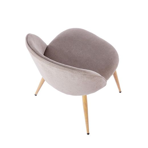 Fabric and metal chair in beige and oak, 55 x 50 x 78 cm | Evora