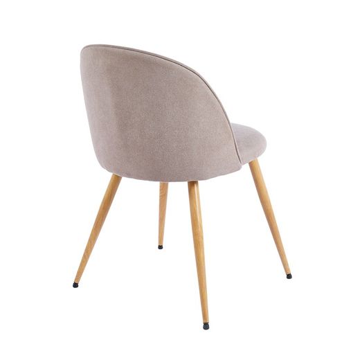 Fabric and metal chair in beige and oak, 55 x 50 x 78 cm | Evora