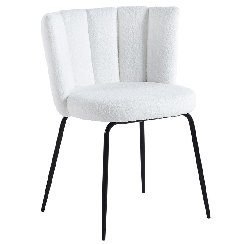 Hvid stof og metal stol, 57 x 60 79 | tulipan Qechic