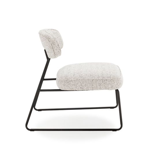 Chaise en tissu blanc et métal, 67 x 74 x 72 cm | Elon