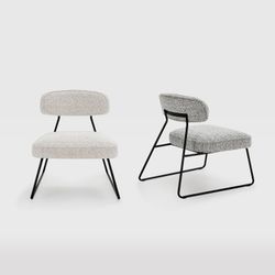 Chaise en tissu blanc et métal, 67 x 74 x 72 cm | Elon