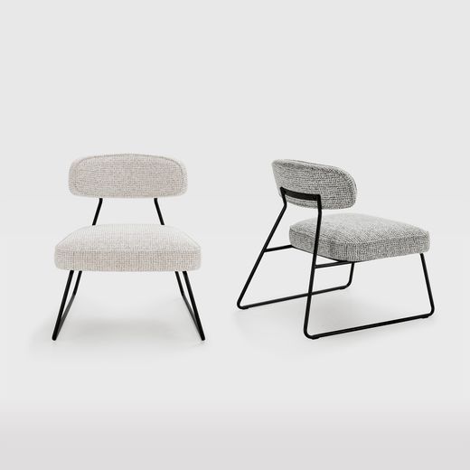 Chaise en tissu blanc et métal, 67 x 74 x 72 cm | Elon