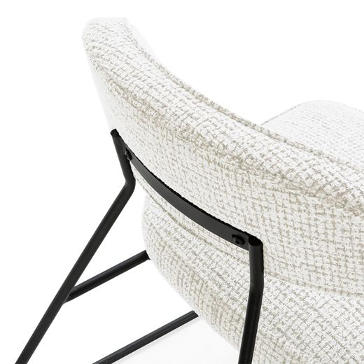 Chaise en tissu blanc et métal, 67 x 74 x 72 cm | Elon