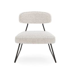 Chaise en tissu blanc et métal, 67 x 74 x 72 cm | Elon