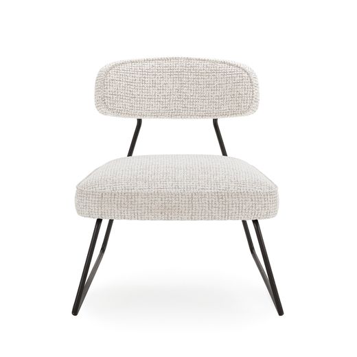 Chaise en tissu blanc et métal, 67 x 74 x 72 cm | Elon