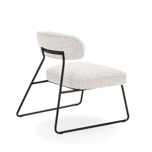Chaise en tissu blanc et métal, 67 x 74 x 72 cm | Elon
