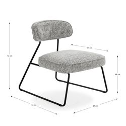 Black and white fabric and metal chair, 67 x 74 x 72 cm | Elon
