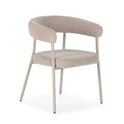 Silla de tejido y metal en color crema, 55 x 60 x 74,5 cm | Yuri