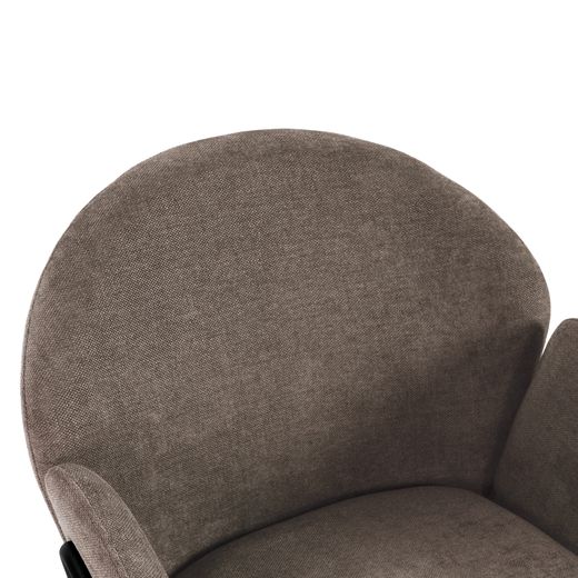 Chaise en tissu et métal couleur moka et noir, 65 x 61 x 84 cm | Aslin